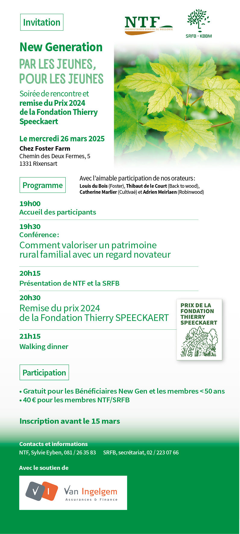 Invitation New Gen et remise Prix Fondation Thierry Speeckaert