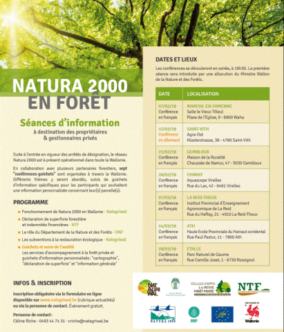 Natura 2000: planning soirées d'information Natagriwal