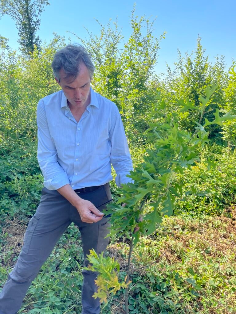 Renaud montre les essences d'arbres plantés